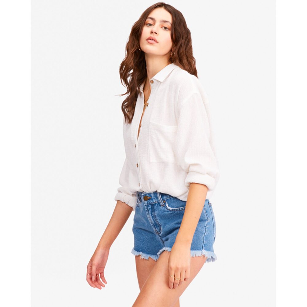 Billabong Drift Away Women's Frayed Denim Shorts - Costa Blue - Image 2