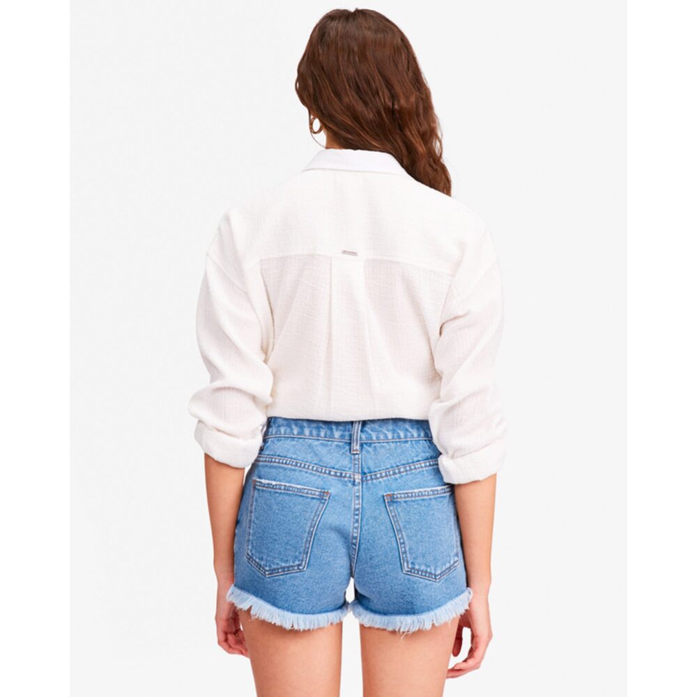 Billabong Drift Away Women's Frayed Denim Shorts - Costa Blue - Image 3