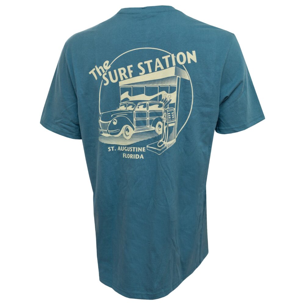 Surf Station Circle Woody Men's S/S T-Shirt - Deep Teal - Image 2