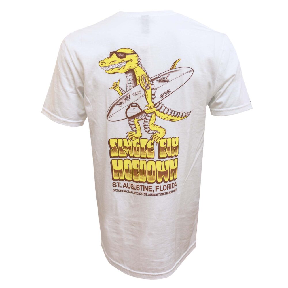 Surf Station Single Fin Hoedown Men's S/S T-Shirt - White - Image 2