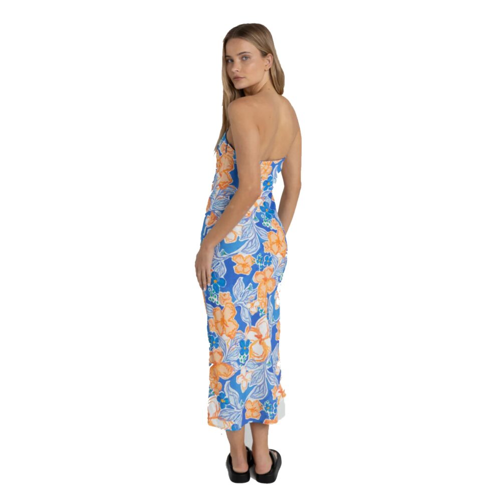 Rhythm Paradise Floral Bias Midi Women's Dress - Blue - Image 3