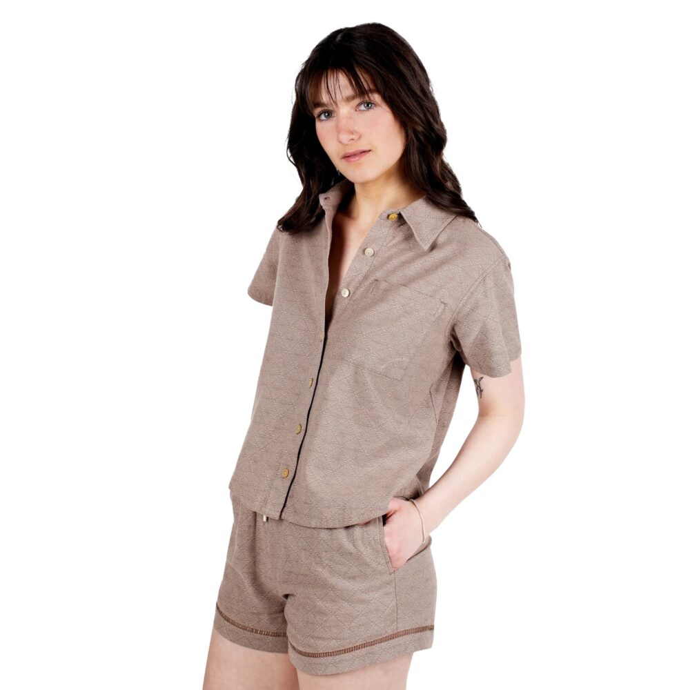 Jetty Cape Cod Jacquard Women's S/S Dress Shirt - Brown - Image 3
