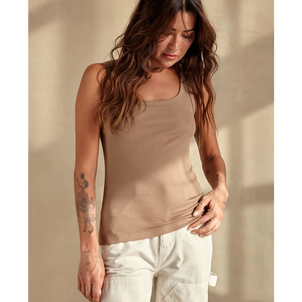 Outerknown Sojourn Ribbed Women's Tank Top - Chestnut - Image 2