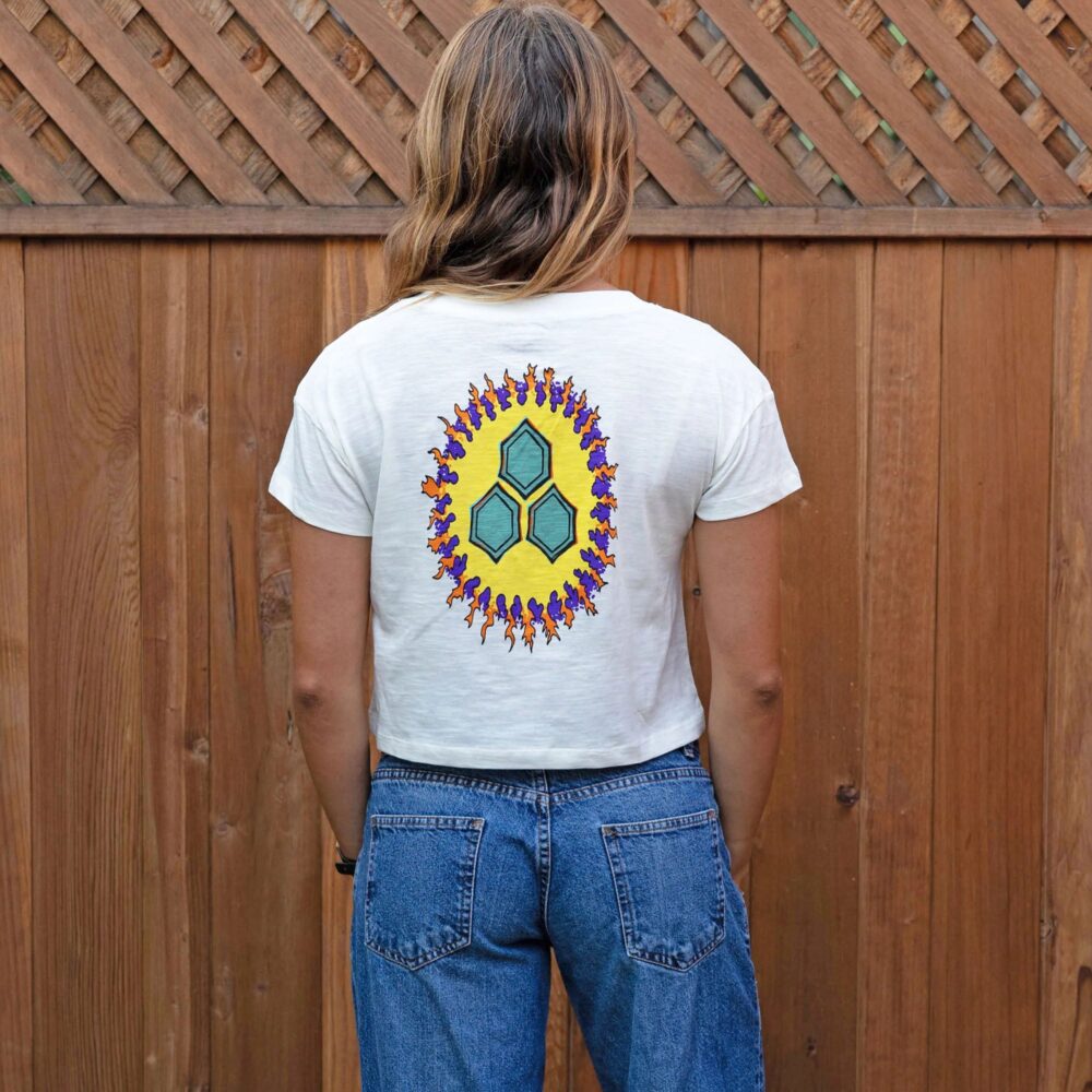 Channel Islands Merrick Circle Fire Cropped Women's S/S T-Shirt - White - Image 4