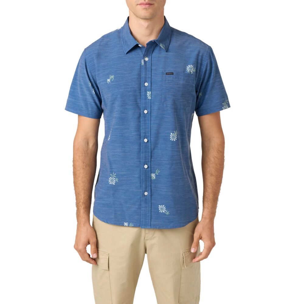 O'Neill TRVLR UPF Traverse Slub Standard Men's S/S Dress Shirt - Indigo - Image 3