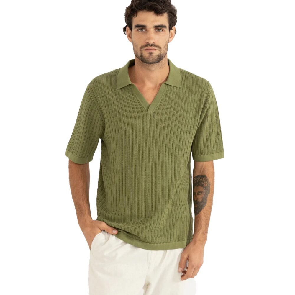 Rhythm Relaxed Knit Polo S/S Dress Shirt - Sage