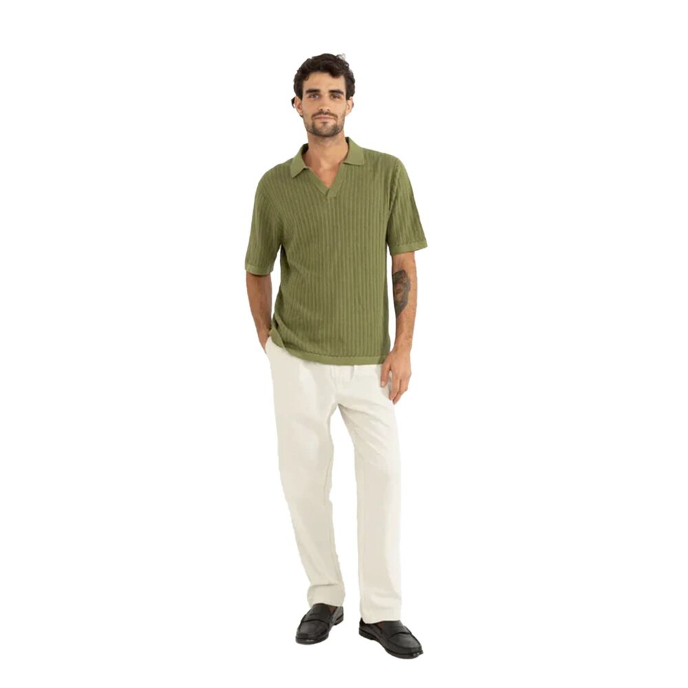 Rhythm Relaxed Knit Polo S/S Dress Shirt - Sage - Image 3