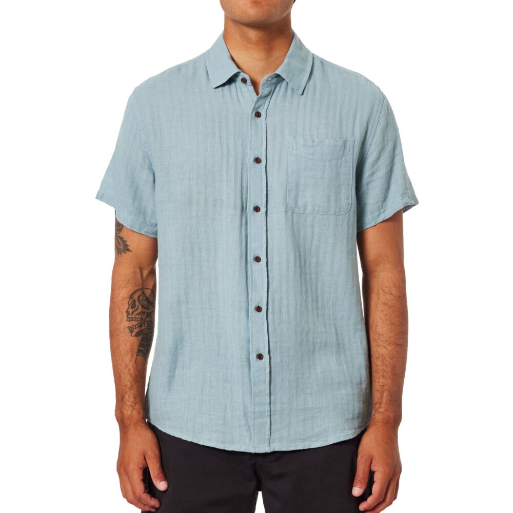 Katin Alan Solid Men's S/S Woven Shirt - Lago - Image 2
