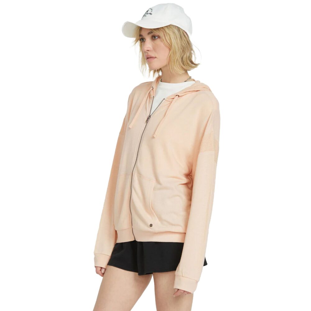 Volcom Lived In Lounge Frenchie Zip Women's Hoodie - Champagne Gold - Image 3