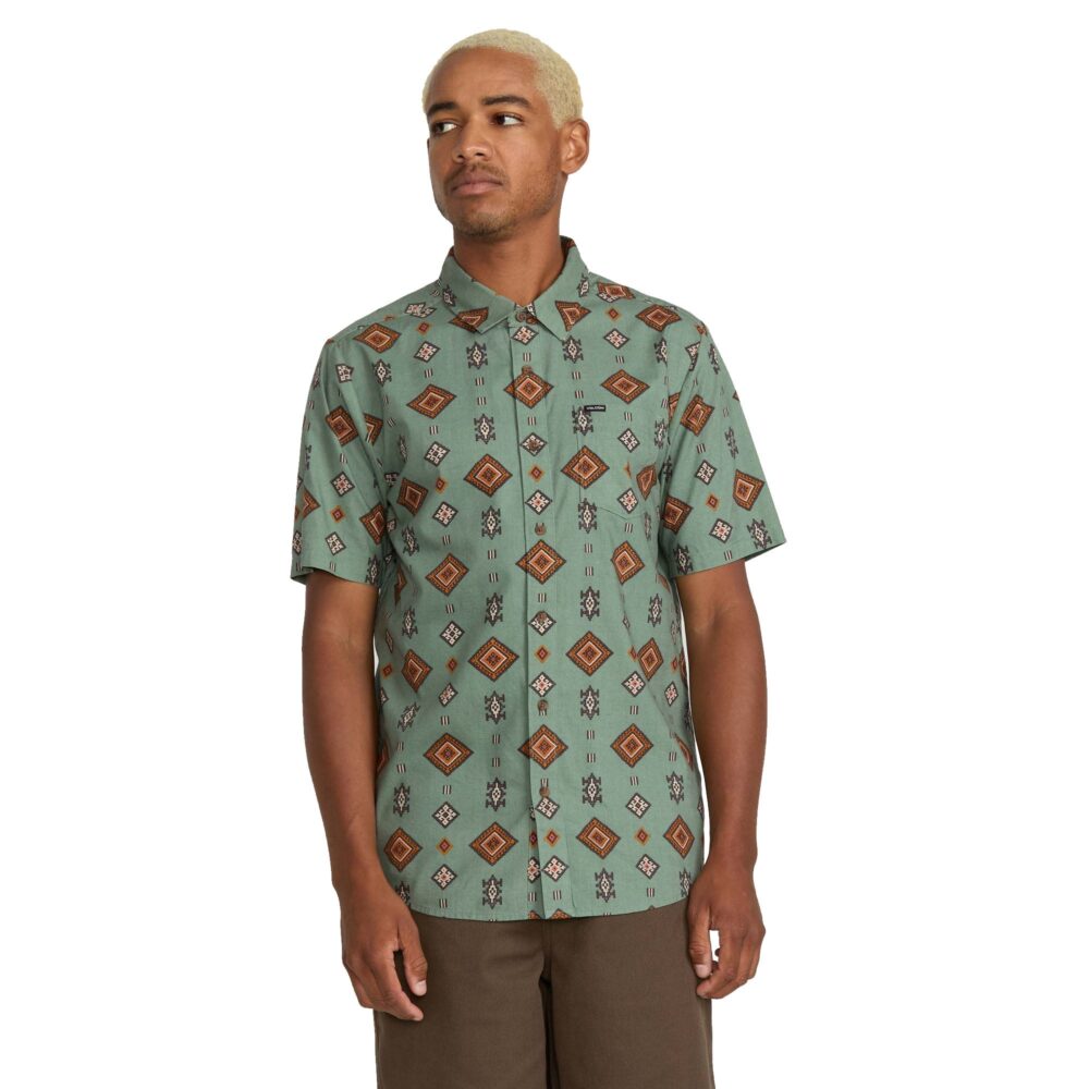 Volcom Desert Dobby Men's S/S Dress Shirt - Light Olive - Image 3
