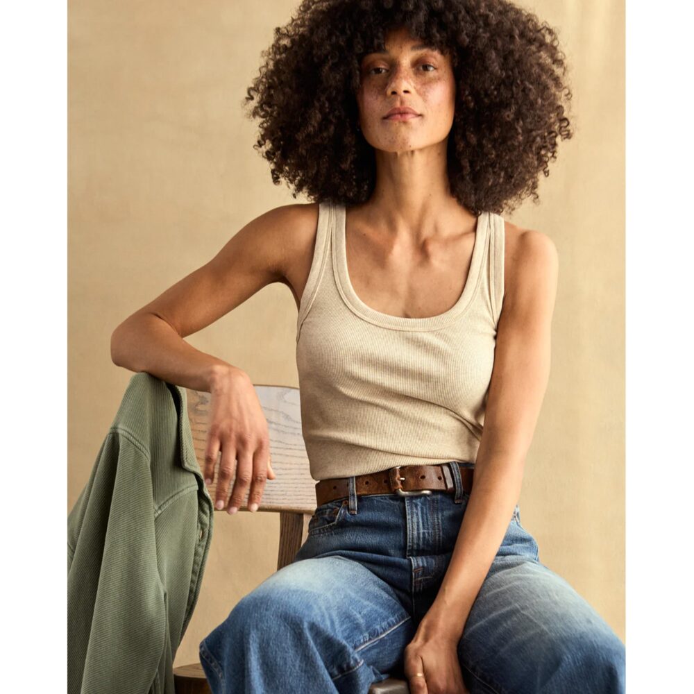 Outerknown Sojourn Ribbed Women's Tank Top - Oatmeal Heather - Image 2
