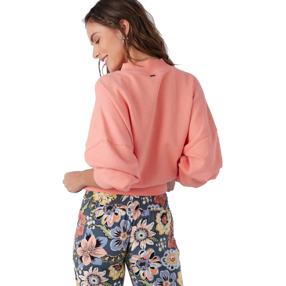 O'Neill Moment Crop Crew Fleece Women's L/S Sweater - Coral - Image 2