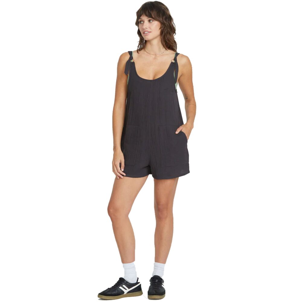 Volcom Lived In Lounge Tie Strap Women's Romper - Vintage Black - Image 4